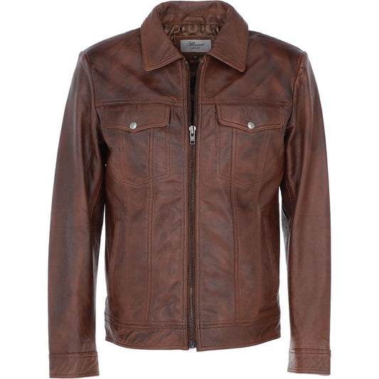 Leather Bomber Jacket Tan: 1896