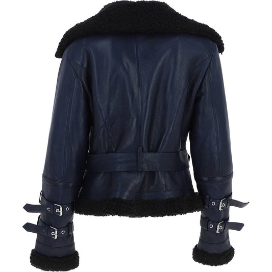 Women's Aviator Biker Jacket Blue/Black