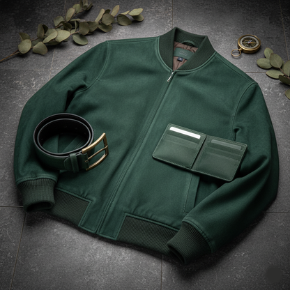 Signature Leather Collection: Jacket, Wallet, & Belt