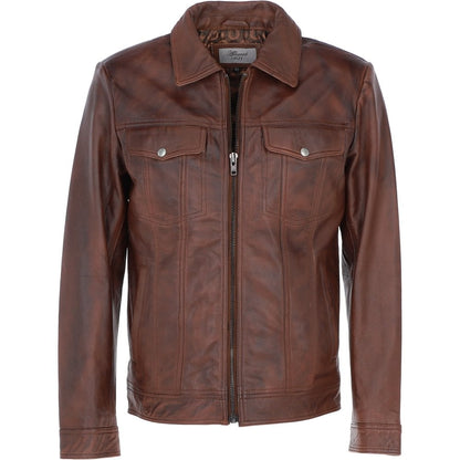 Leather Bomber Jacket Tan: 1896