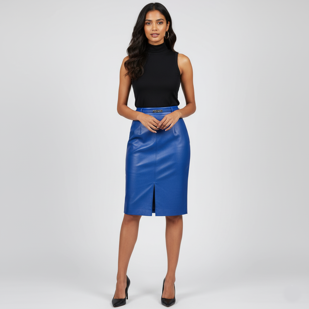 Classic High-Waist Leather Skirt