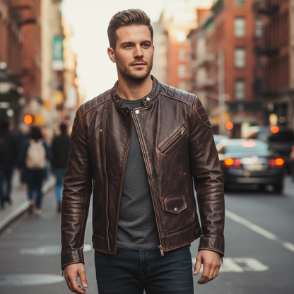 Contemporary Bomber Leather Jacket