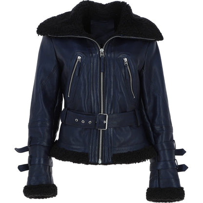 Women's Aviator Biker Jacket Blue/Black