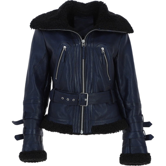 Women's Aviator Biker Jacket Blue/Black