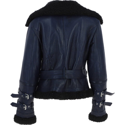 Women's Aviator Biker Jacket Blue/Black